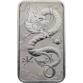 Moneda Australia 1 Dollar Dragón Rectangular Plata 2019 1 oz