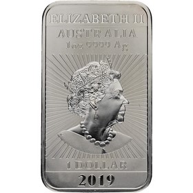 Moneda Australia 1 Dollar Dragón Rectangular Plata 2019 1 oz