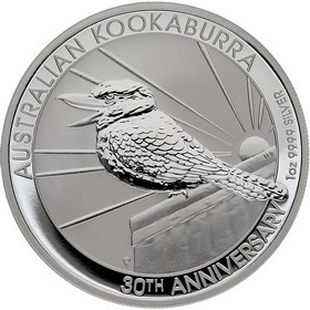 Moneda Australia 1 Dollar 30th Aniv. Kookaburra Plata 2020 1 oz