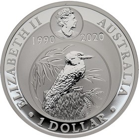 Moneda Australia 1 Dollar 30th Aniv. Kookaburra Plata 2020 1 oz