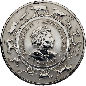 Moneda Australia 1 Dollar Año del Buey Plata 2021 1 oz