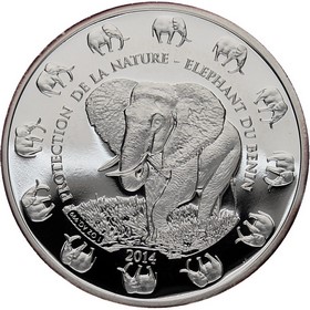 Moneda Benin 1000 Francos CFA Elefante de Benin Plata 2014 1 oz