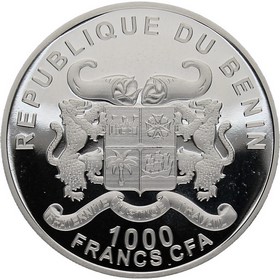 Moneda Benin 1000 Francos CFA Elefante de Benin Plata 2014 1 oz