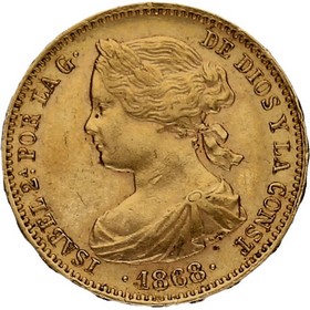 Moneda 10 Escudos Oro 1868 8,36 g