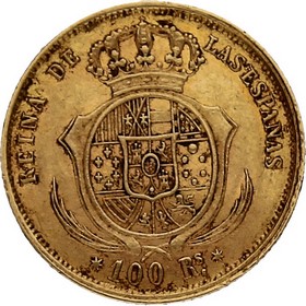 Moneda 100 reales Oro 1860 8,36 g