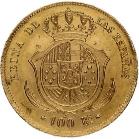 Moneda 100 Reales Oro 1862 8,33 g