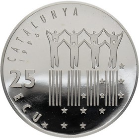 Moneda 25 Ecu Catalunya Ildefons Cerd  Plata 1996 25,30 g
