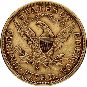 Moneda Estados Unidos 5 Dollars Coronet Head Oro 1902 8,34 g