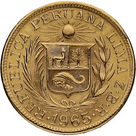 Moneda Perú 1 Libra Oro 1965 7,96 g
