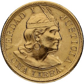 Moneda Perú 1 Libra Oro 1965 7,96 g