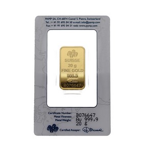 Lingote PAMP Diosa Fortuna Oro 20 g