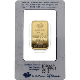 Lingote PAMP Diosa Fortuna Oro 20 g