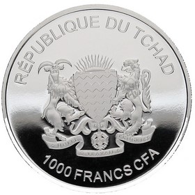 Moneda República de Chad 100 Francos CFA Hipopotamo Plata 2015 1 oz