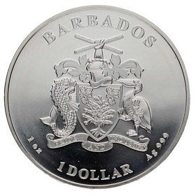 Moneda Barbados 1 Dollar Caribbean Silver Plata 2021 1 oz