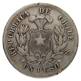 Moneda Chile 1 Peso Plata 1881 24,22 g