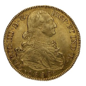 Moneda Colombia 8 Escudos Oro 1808 Popayan JF 27,06 g