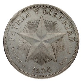 Moneda Cuba 1 Peso Plata 1934 26,68 g