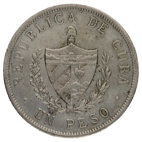 Moneda Cuba 1 Peso Plata 1934 26,68 g