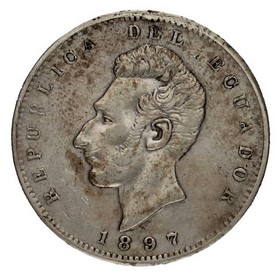 Moneda Ecuador 1 Sucre Plata 1897 Lima  24,64 g