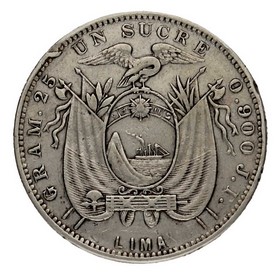 Moneda Ecuador 1 Sucre Plata 1897 Lima  24,64 g