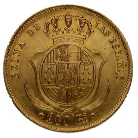 Moneda 100 Reales Oro 1862 8,33 g