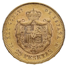 Moneda 25 Pesetas Oro 1878 8,05 g
