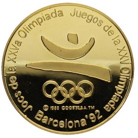 Medalla española Olimpiadas Barcelona 1992 Passeig M.Cristina Oro 1988 17,51 g