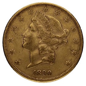 Moneda Estados Unidos 20 Dollars Double Eagle Liberty Oro 1890 33,34 g