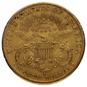 Moneda Estados Unidos 20 Dollars Double Eagle Liberty Oro 1893 33,42 g