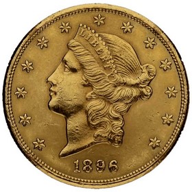 Moneda Estados Unidos 20 Dollars Double Eagle Liberty Oro 1896 33,42 g