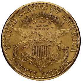 Moneda Estados Unidos 20 Dollars Double Eagle Liberty Oro 1896 33,42 g