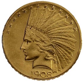 Moneda Estados Unidos 10 Dollars Indian Head Oro 1908 16,71 g