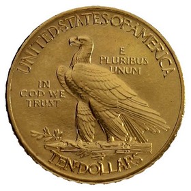 Moneda Estados Unidos 10 Dollars Indian Head Oro 1908 16,71 g