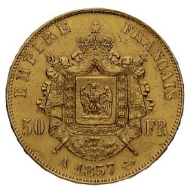 Moneda Francia 50 Francos Oro 1857 16,11 g