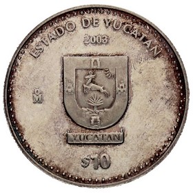 Moneda México 10 Pesos Estado de Yucatan Plata 2003 1 oz