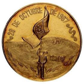 Medalla mejicana Conmemorativa 28 Oct 1967 Chamizal Oro 1967 41,93 g