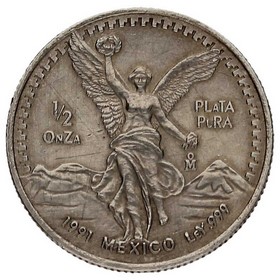 Moneda México Libertad Plata 1991 1/2 oz