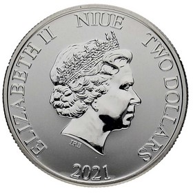 Moneda Niue 2 Dollars Tortuga Plata 2021 1 oz
