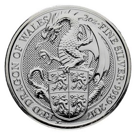 Moneda Reino Unido 5 Pounds Dragón rojo de Gales Plata 2017 2 oz