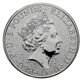 Moneda Reino Unido 5 Pounds Dragón rojo de Gales Plata 2017 2 oz