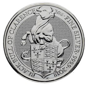 Moneda Reino Unido 5 Pounds Toro negro de Clarence Plata 2018 2 oz