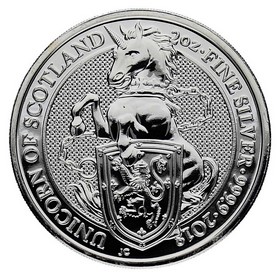 Moneda Reino Unido 5 Pounds Unicornio de Escocia Plata 2018 2 oz