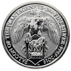 Moneda Reino Unido 5 Pounds Halcón de los Plantagenets Plata 2019 2 oz