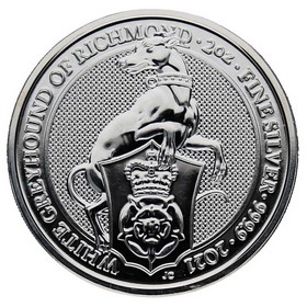 Moneda Reino Unido 5 Pounds White Greyhound of Richmond Plata 2021 2 oz