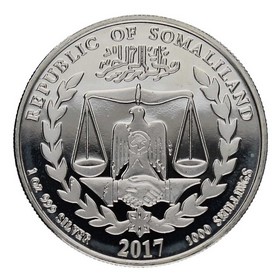 Moneda Somaliland 1000 Shillings Año del Gallo Plata 2017 1 oz