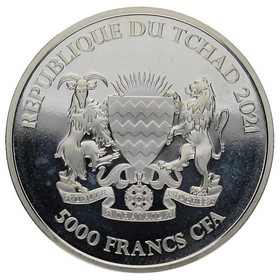 Moneda Chad 5000 Francos CFA Mandala Ant­ílope Plata 2021 1 oz