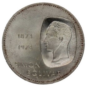 Moneda Venezuela 10 Bolivares 100 Aniv. Simon Bolivar  Plata 1973 30,49 g