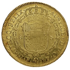 Moneda Colombia 8 Escudos Oro 1801 Popayan JF 26,84g