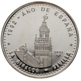 Moneda Cuba 10 Pesos 1992 Año de España La Giralda-Sevilla Plata 1991 1oz