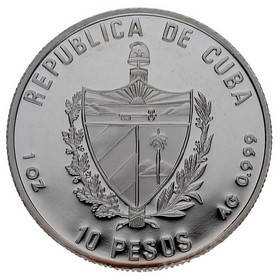 Moneda Cuba 10 Pesos 1992 Año de España La Giralda-Sevilla Plata 1991 1oz